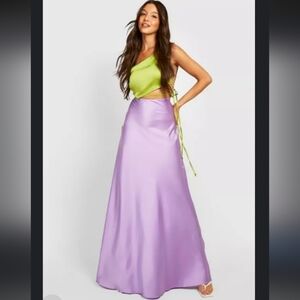 MIXIT Pastel Purple Romantic Silky Fairycore Dopamine Bohemian Maxi Skirt 10